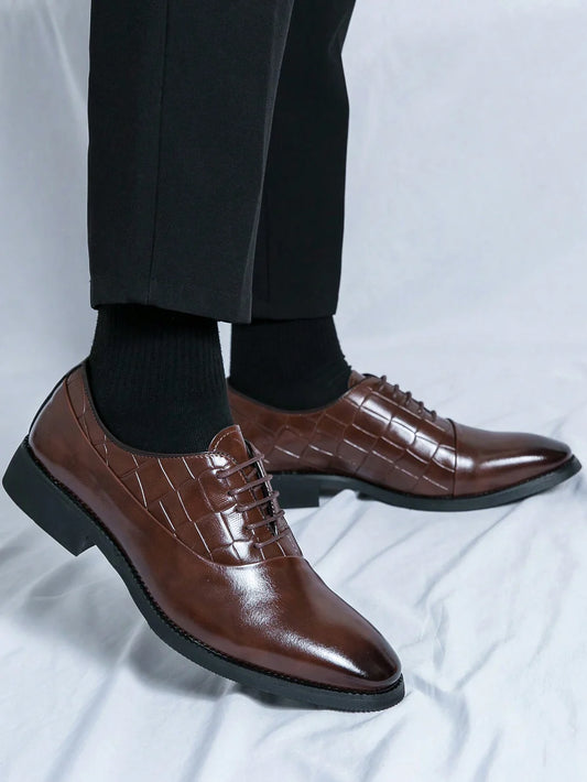 Derbies Classiques en Cuir Marron Pour Homme
